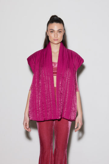 GILET VITAGE TRAPUNTATO ROSA