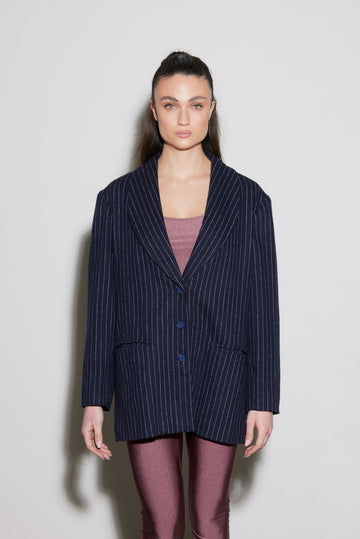 GIACCA VINTAGE A RIGHE  BLU