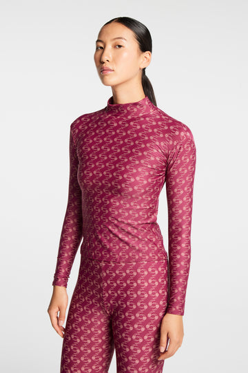 REBIS BURGUNDY HIGH NECK TOP