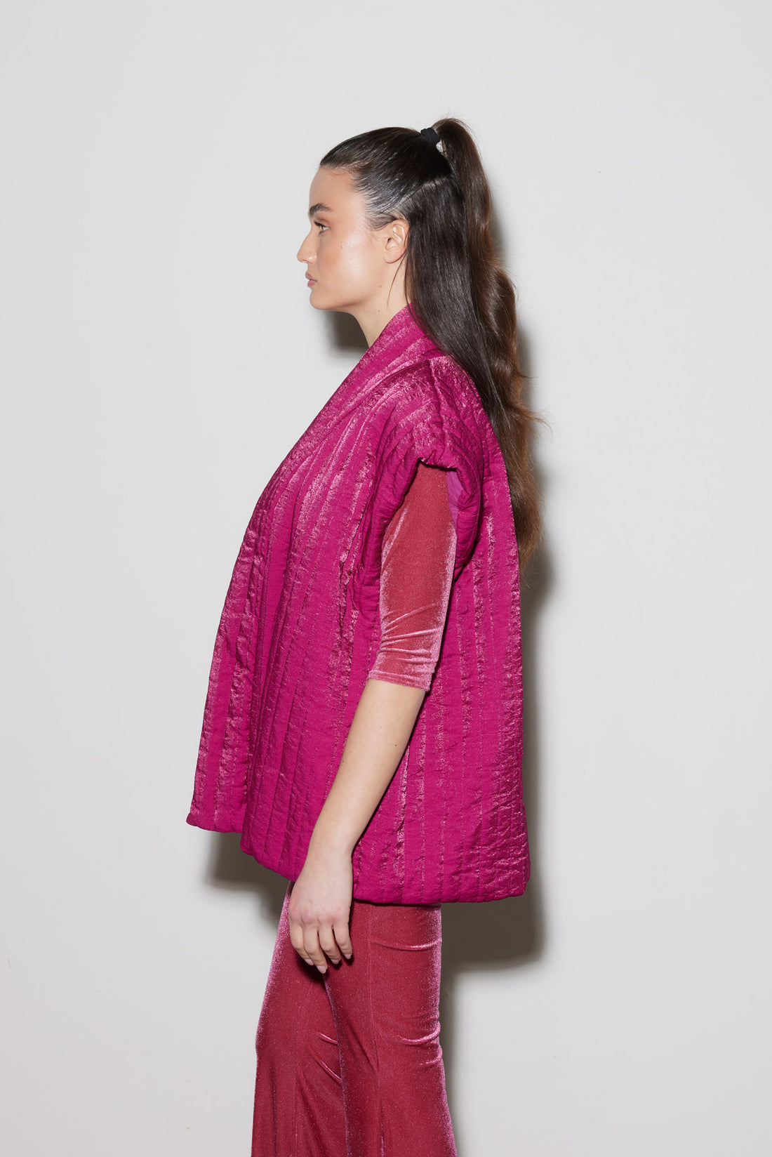 GILET VITAGE TRAPUNTATO ROSA